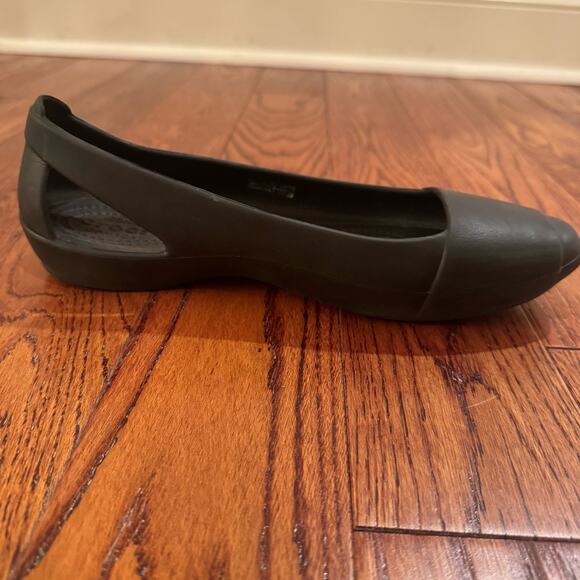 Crocs Iconic Comfort Kelli Black Ballerina Womens 8 Slip On Flat Bendable Shoes - Picture 5 of 16